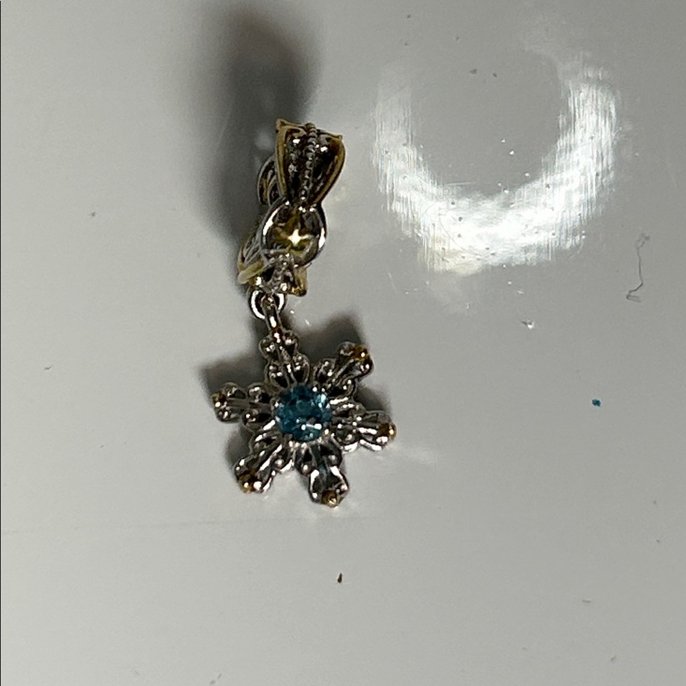 NWOT Gems En Vogue Sterling Silver Gold Plated Gemstone Snow Flake Charm